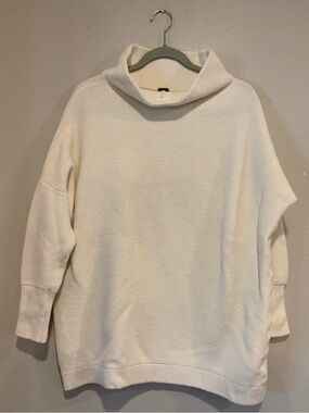 Free People Ottoman Slouchy Tunic Sweater Oversized Ribbed Mock Neck Ivory S